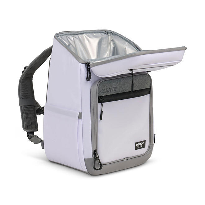 IGLOO MARINE BACKPACK Soft Side Cooler Zippered Pockets Cell Touchscreen Window
