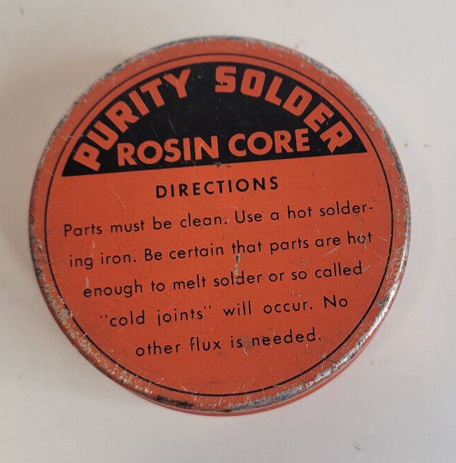 Vintage Purity Solder Rosin Core EMPTY Tin