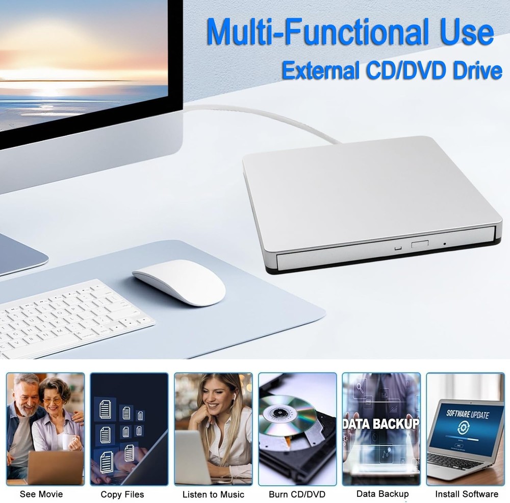 External USB-C SuperDrive DVD CD Drive Portable DVD CD Reader/Burner for Appl...