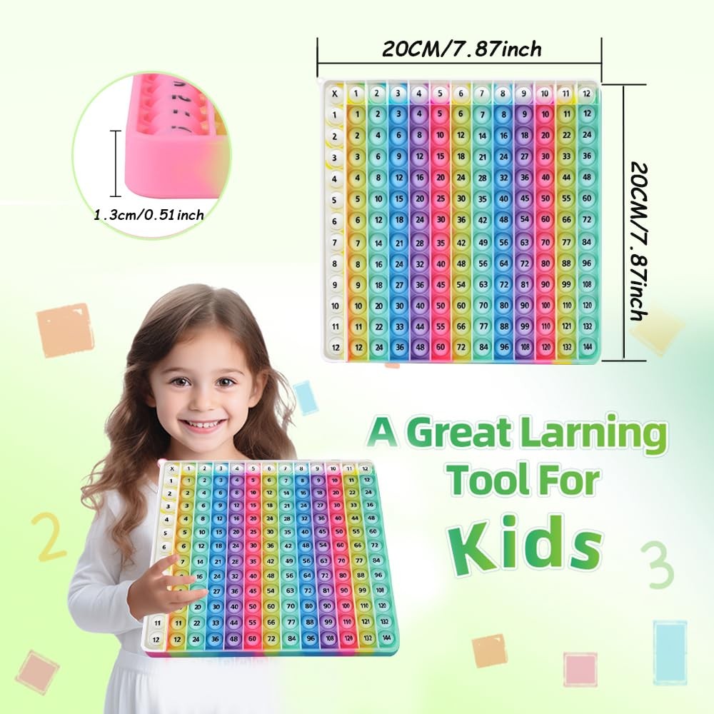 Rainbow Multiplication Table Pop Fidget Toy, Educational Math Learning Board ...