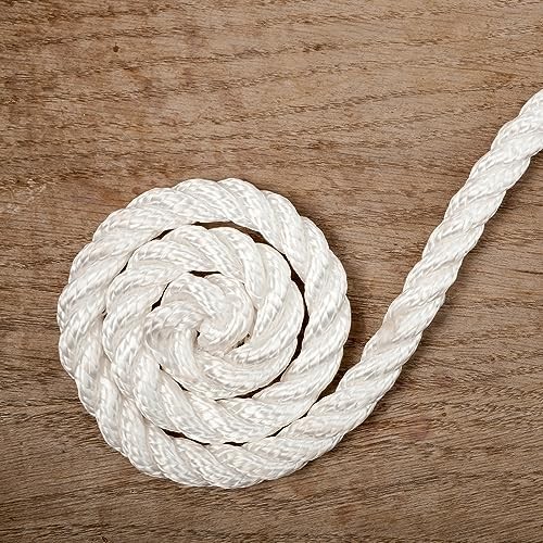 Solid Braid Nylon Rope - - 1/2 Inch x 10 Feet White