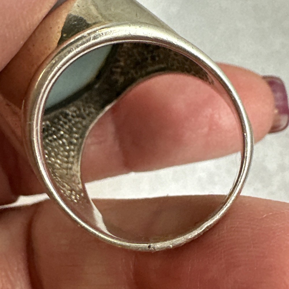 Beautiful sterling silver designer signed turquoise ring size 8
