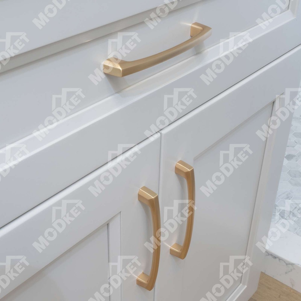 Solid Brushed Champagne Gold Modern Cabinet Pulls Handle Kitchen Bathroom Drawer