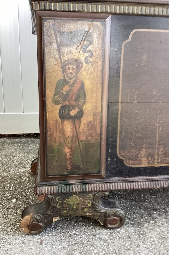 Antique Hand painted Cedar Blanket Chest