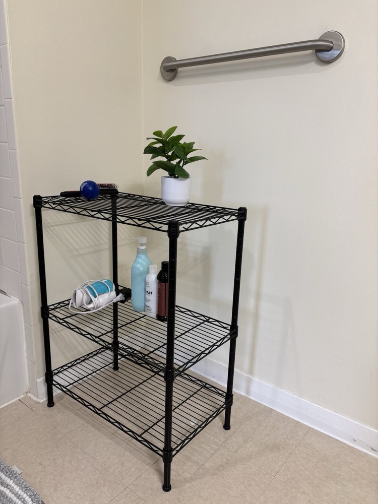Black Metal 3-Shelf Free Standing Storage Unit