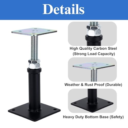 Pack Adjustable Floor Jack Post, 6’’-9’’ Height Range, House Floor Jacks Post 4