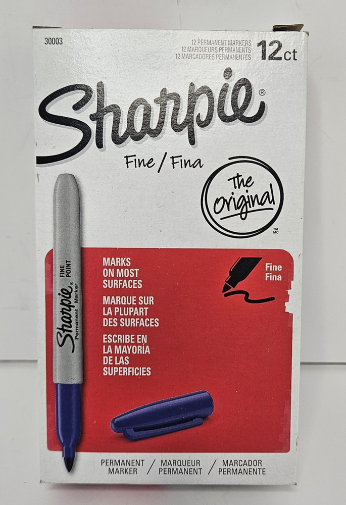 Blue Sharpie Fine Permanent Marker Box 12 Count