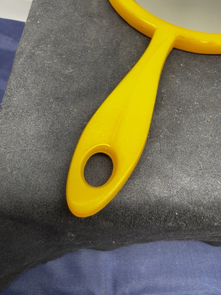 Vintage Smiley Face Yellow Handheld Mirror