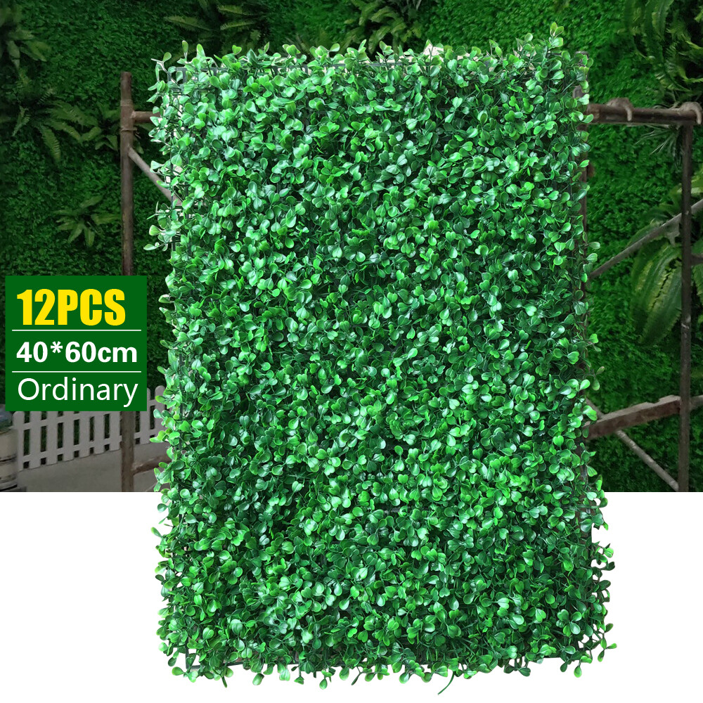 12Pcs Artificial Plant Hedge Grass Mat Greenery Wall Fence Panel Background USA