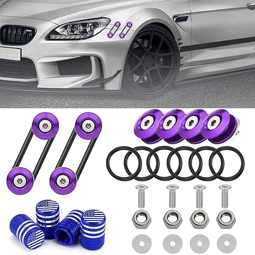Bumper Quick Release Kit, 14pcs Quick Release Front Rear Bumper  Color: Purple