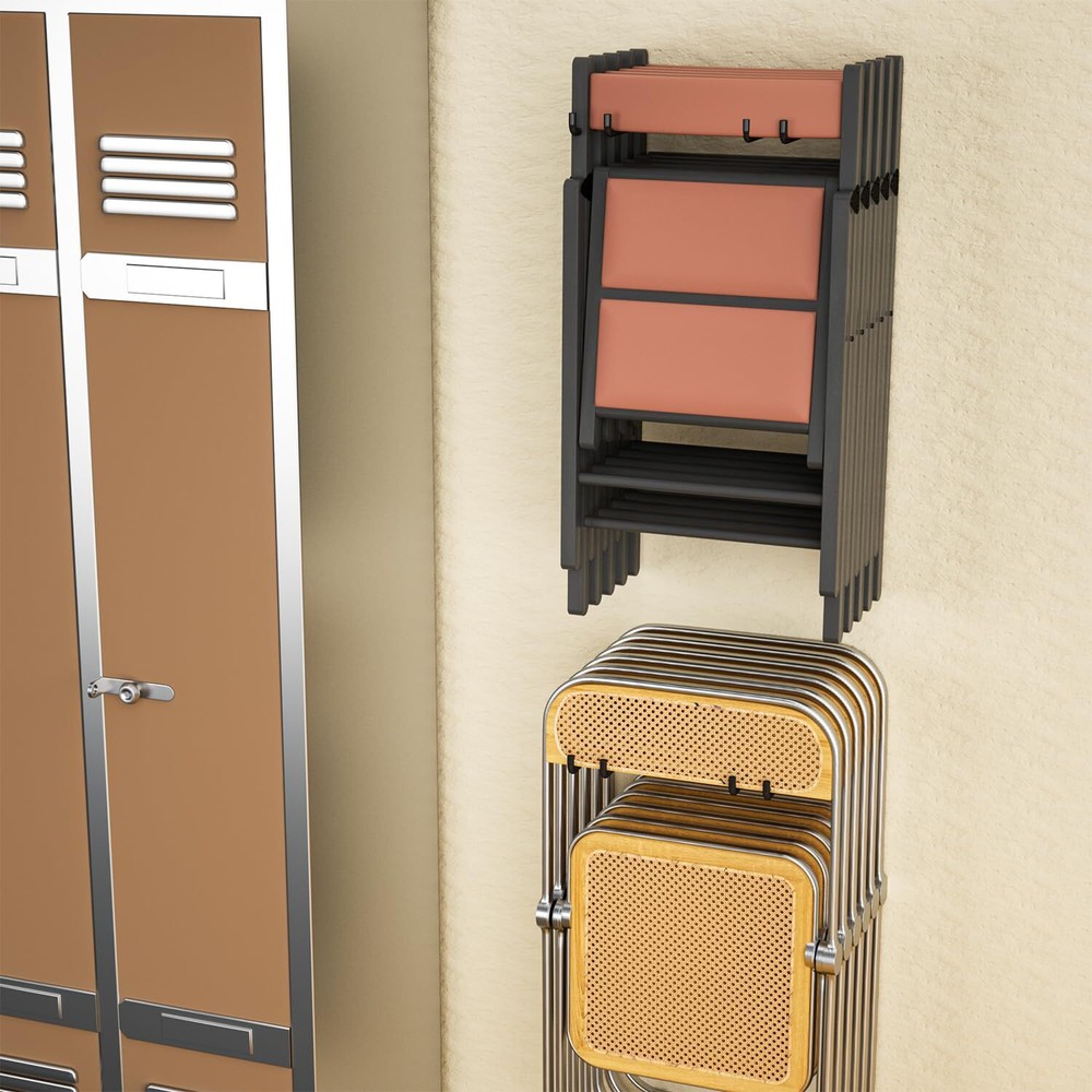 Folding Chair Storage Rack Wall Mount - 2 Pack 240 LBS Capacity