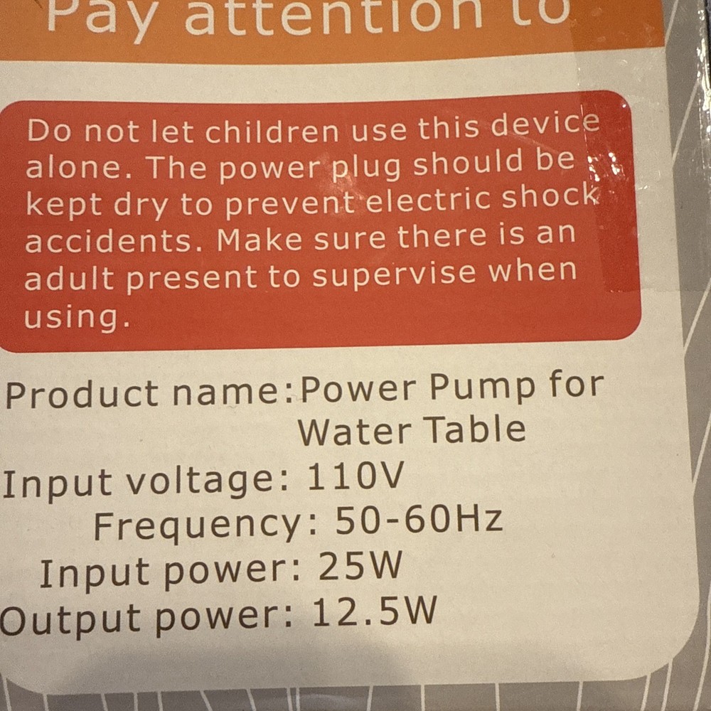 New Shark Water Pump For Water Table
