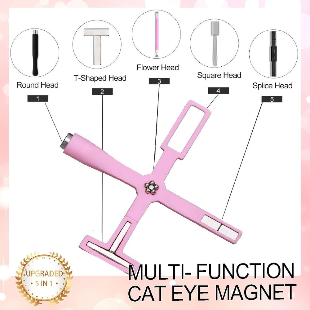 5 in 1 Nail Magnet Tool, Multi-function Cat Eye Magnet for Nails, Strong Cat Eye