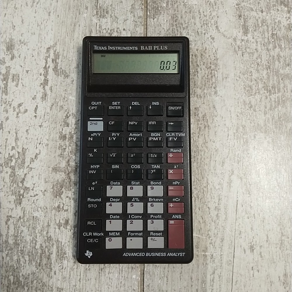 Texas Instruments BA II Plus Financial Calculator with Cover & Quick Reference