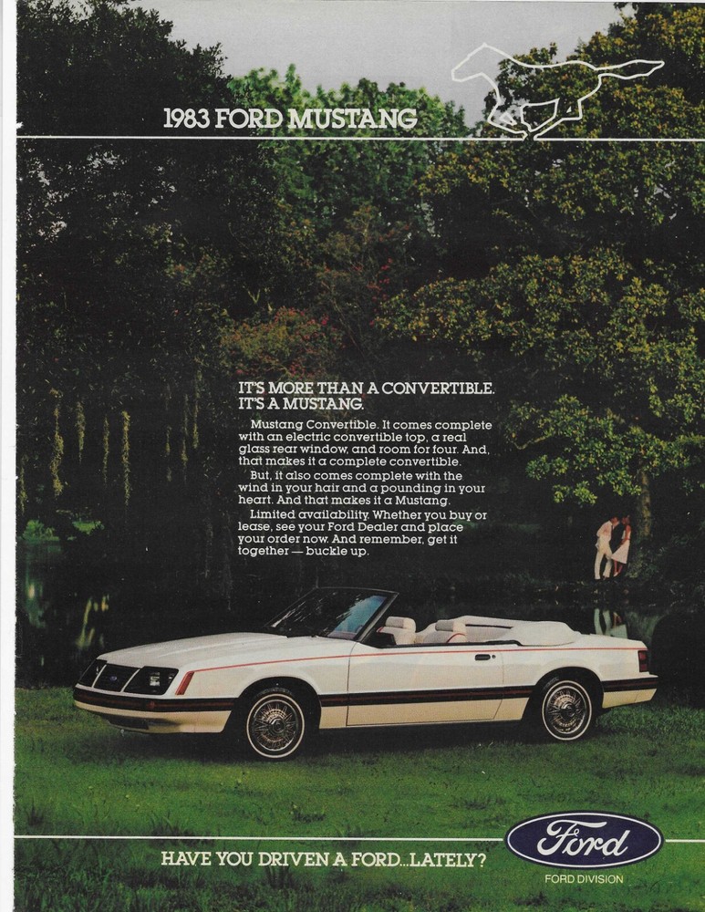 1983 FORD MUSTANG ORIGINAL PRINT AD