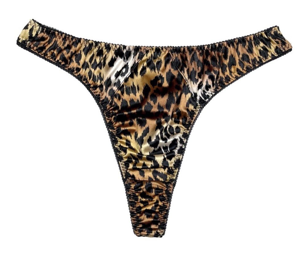 Retro Satin Thong Leopard Print L