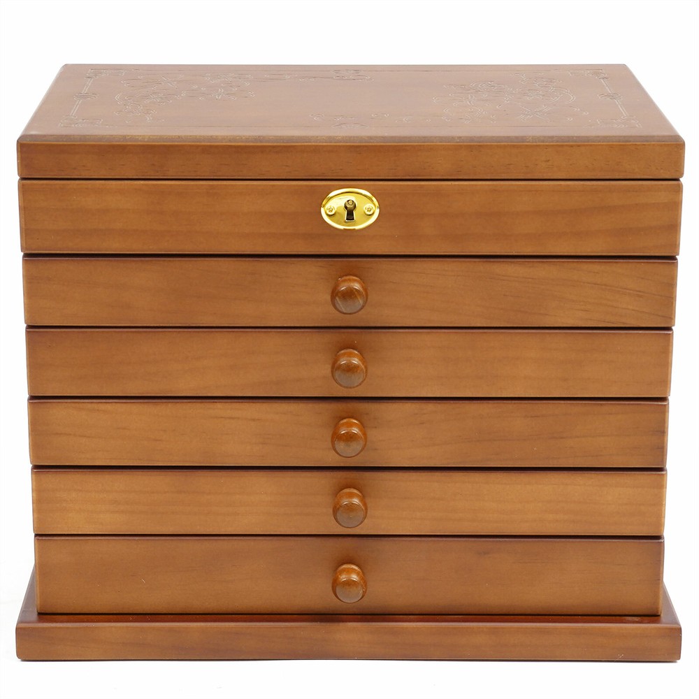 Large Jewelry Box 6-Tier Jewelry Organizer Multi-functional Storage Case Mirror
