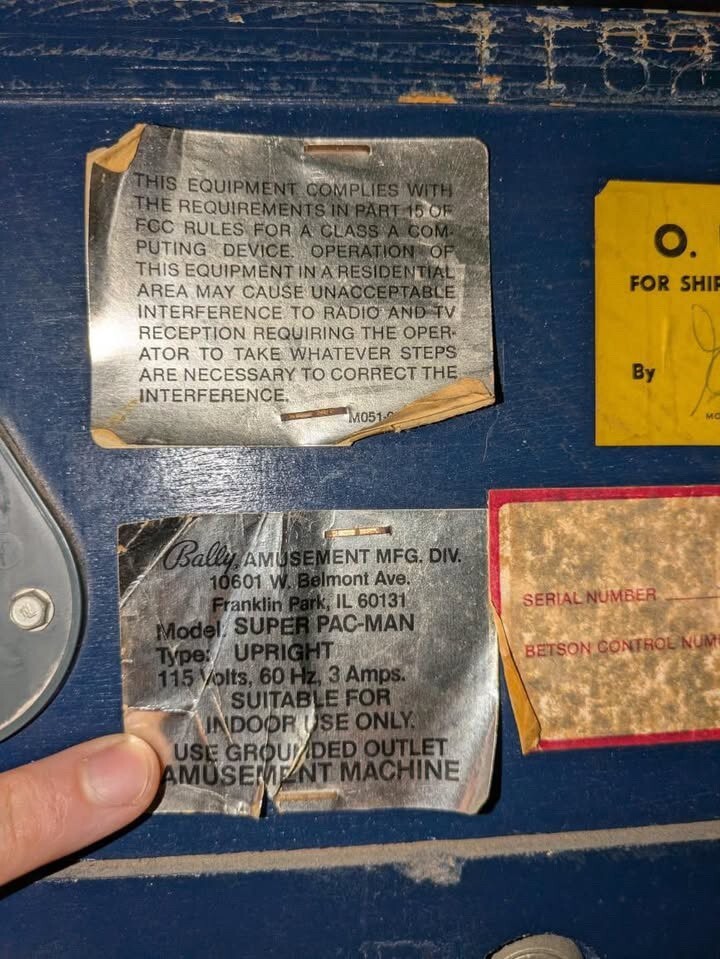 SUPER PAC-MAN ARCADE MACHINE by BALLY MIDWAY 1982 (Used)