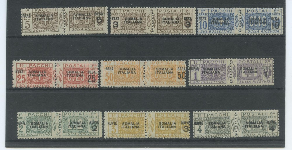 COLONIES SOMALIA 1923 PACKAGES 9V. **