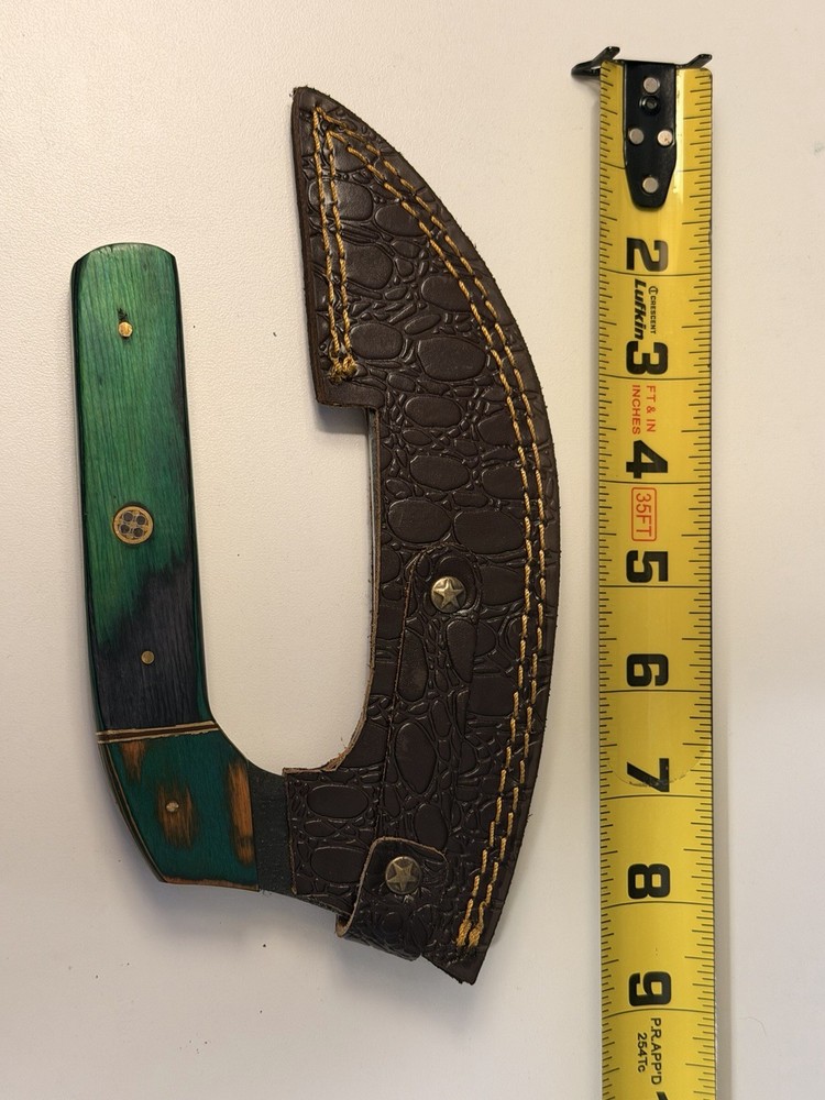 Damascus ulu-style knife