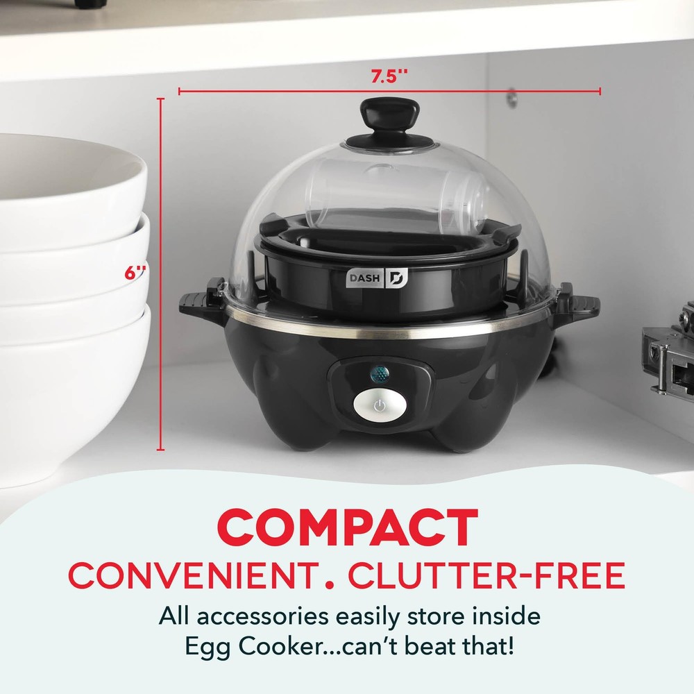 Dash Rapid Egg Cooker - Boiler, Poacher & Steamer - Includes 7 Eggs, Black