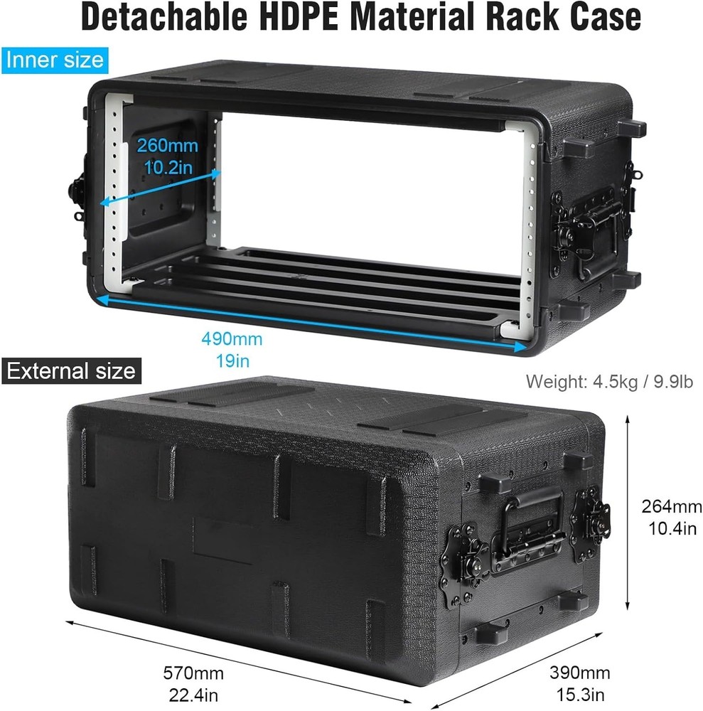 Effects Rack Case 4U - Watertight, Shock Mount, 11" Depth