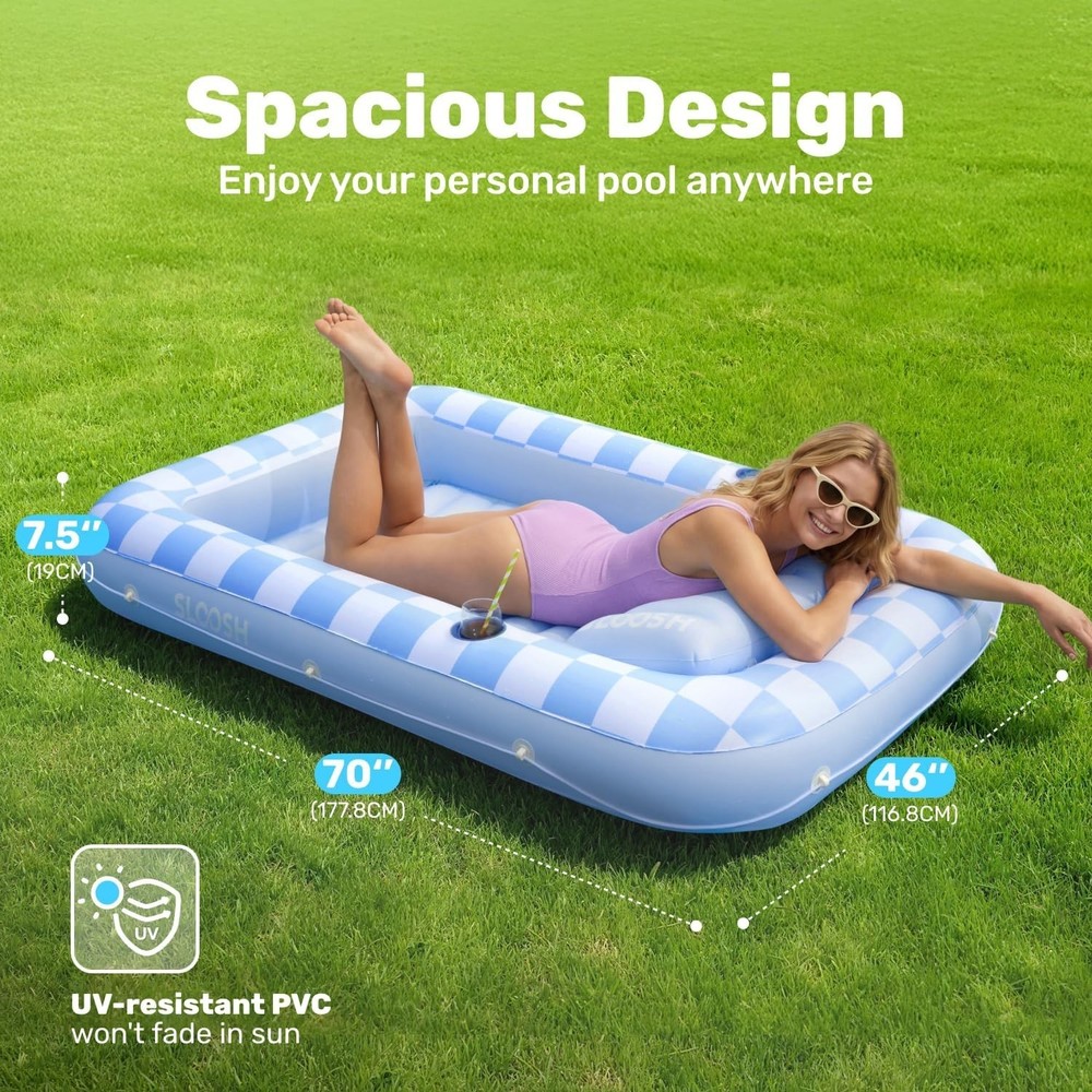 Durable Inflatable Tanning Bed Float, 70" x 46" - Perfect for Private Sunbathing