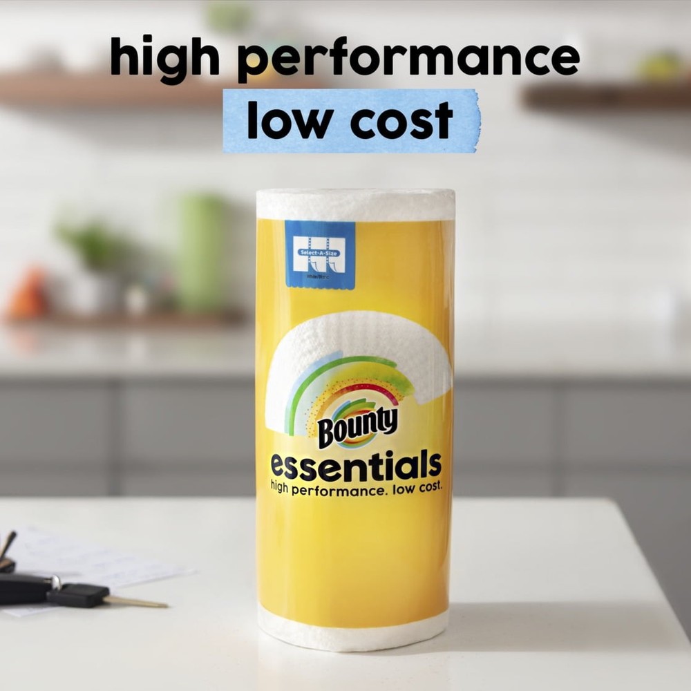 Essentials Select-A-Size Paper Towels, 2 Triple Rolls，White,162 Sheets Per Roll