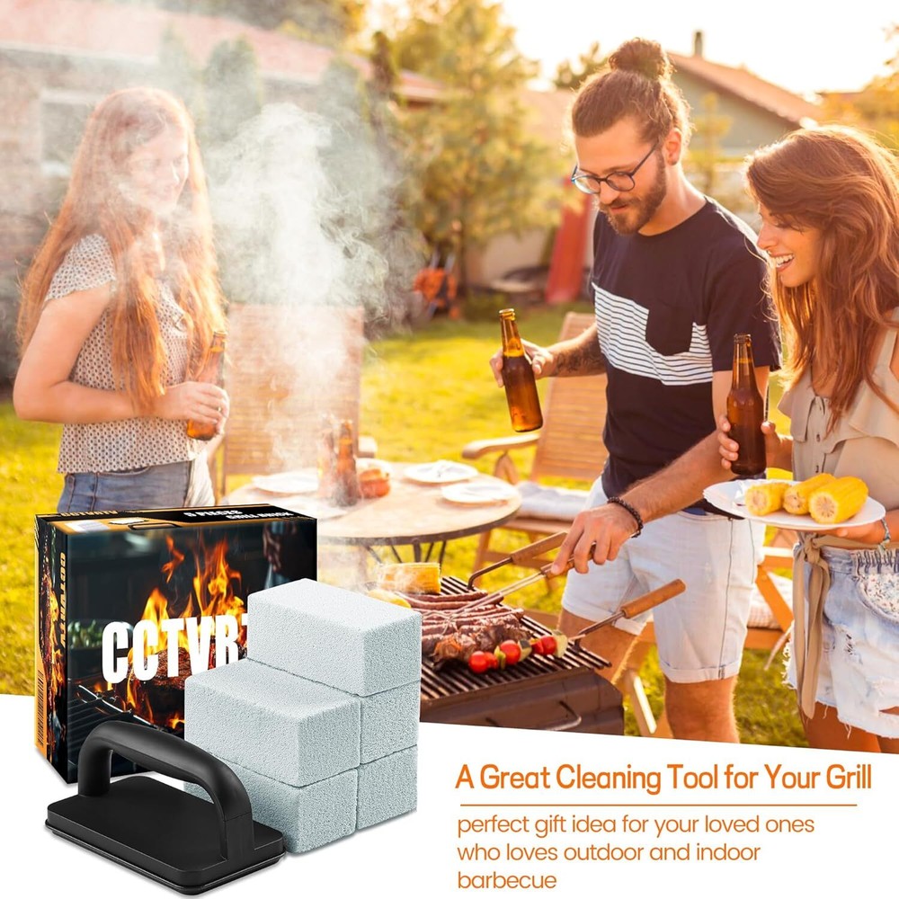 Heavy Duty Grill Cleaner, Cleaning Bricks with Handle/Grill...