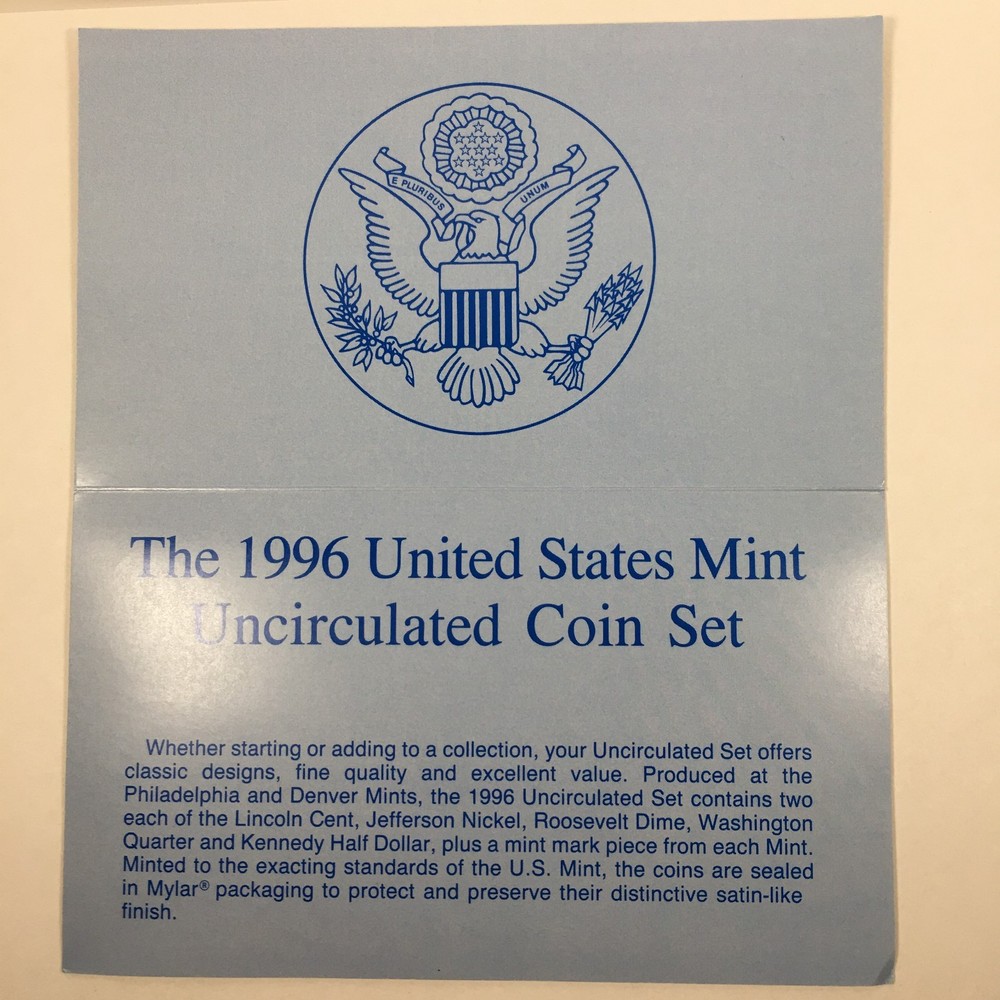 1996 Certificate of Authenticity - COA and Envelope for Mint Set - COA96MS