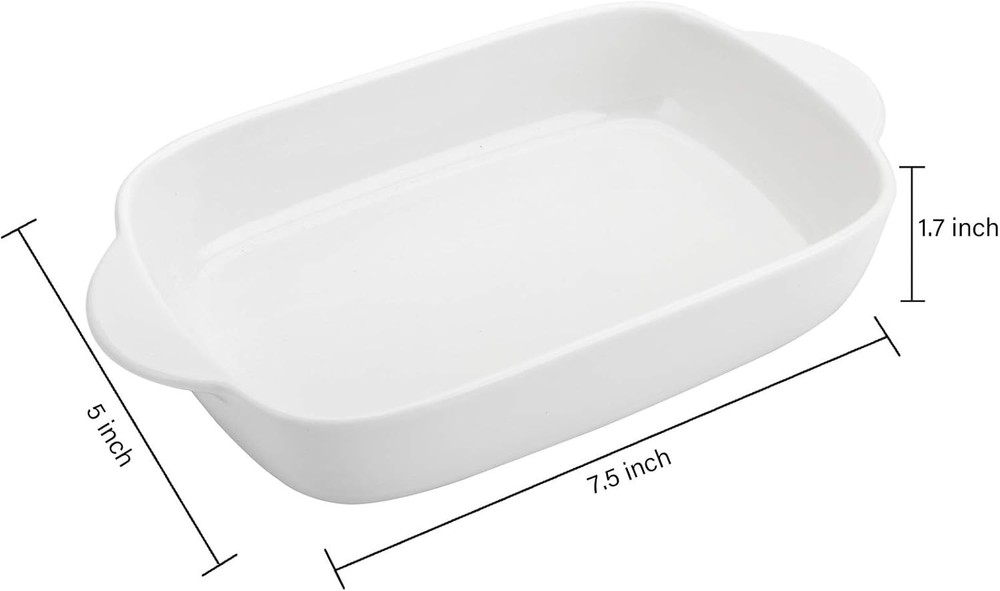 4 Pieces Bakeware Set White Porcelain Baking Dish Bowl 7.5 x 5 inch Rectangular