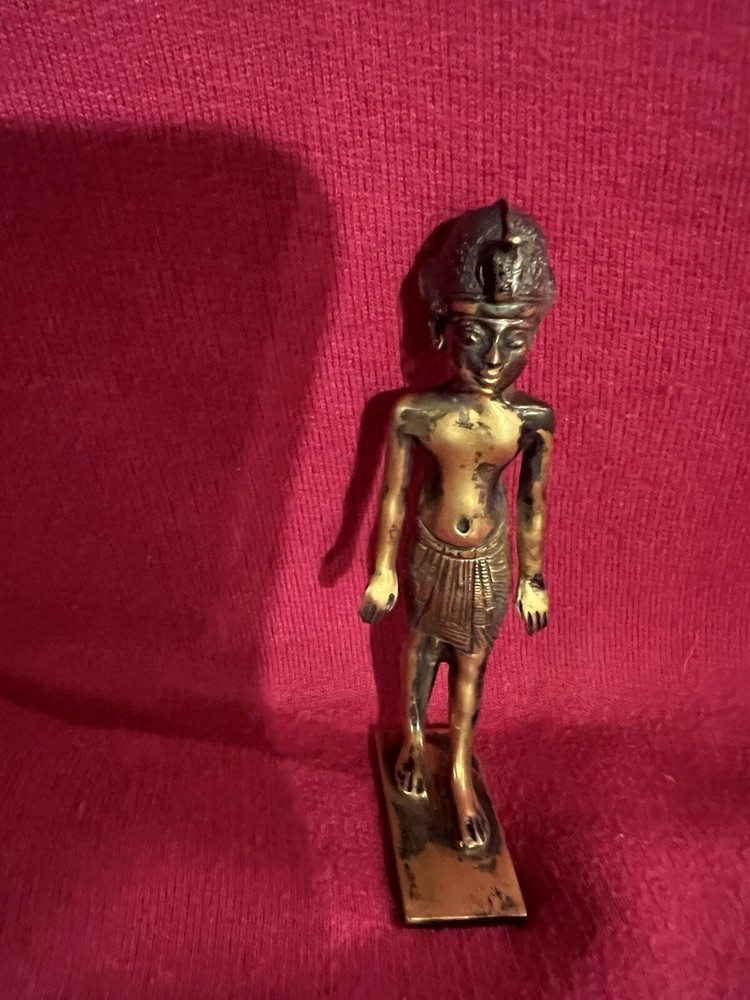 Miniature Egyptian King Tutankhamen Gilt Bronze