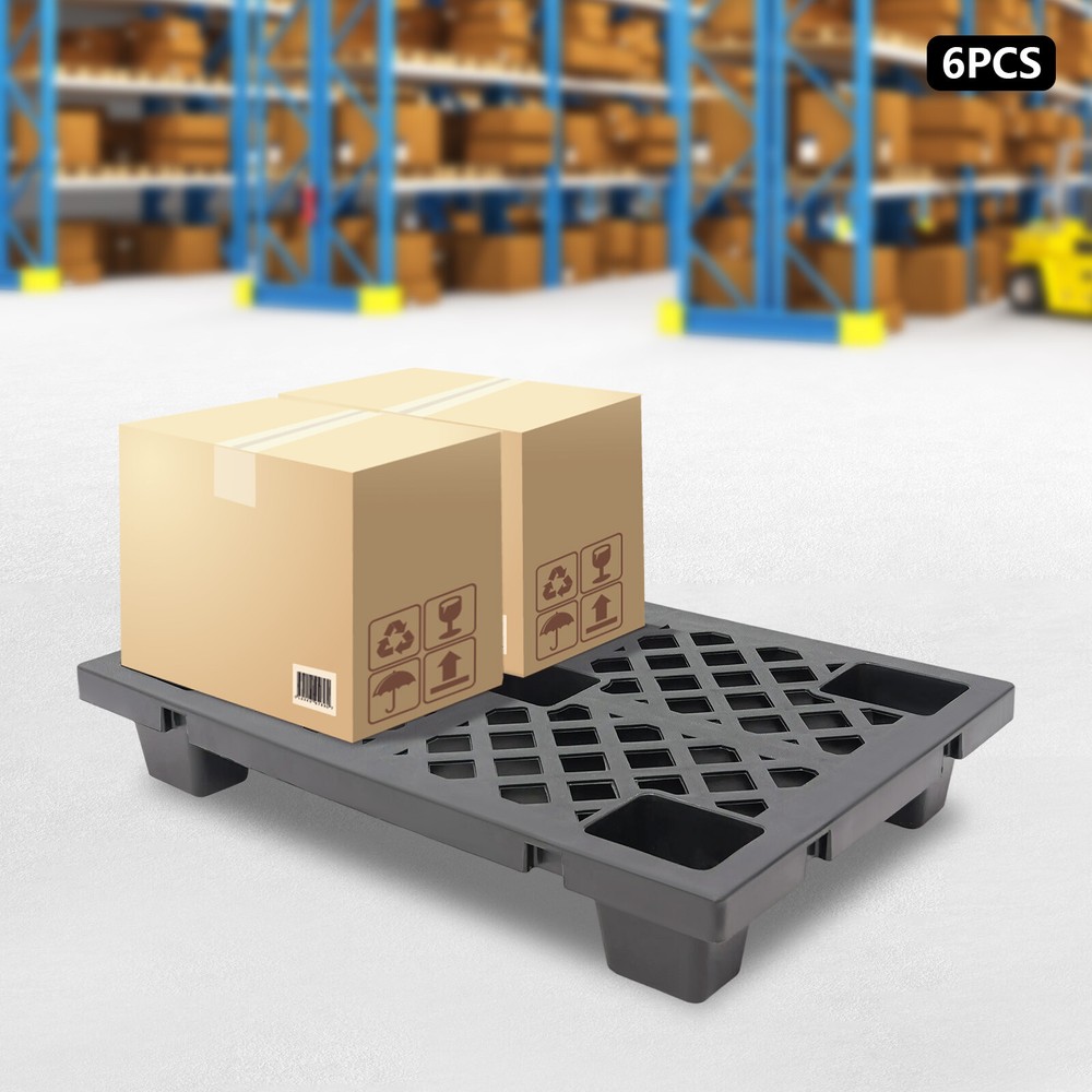 6pcs Plastic Pallets Interlocking Storage Stackable Anti-slip Loading Pallets