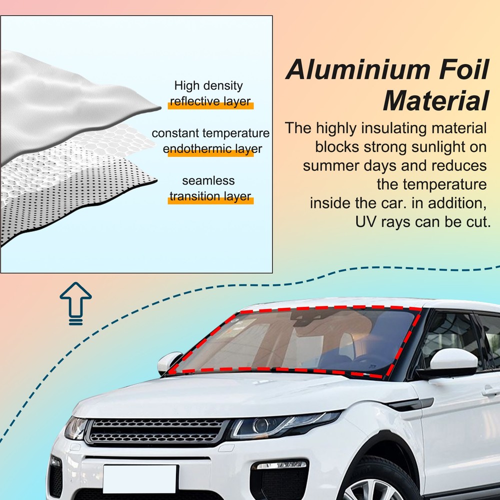 Black Front Windshield Sunshade UV Block Visor For Range Rover Evoque 2012-2018