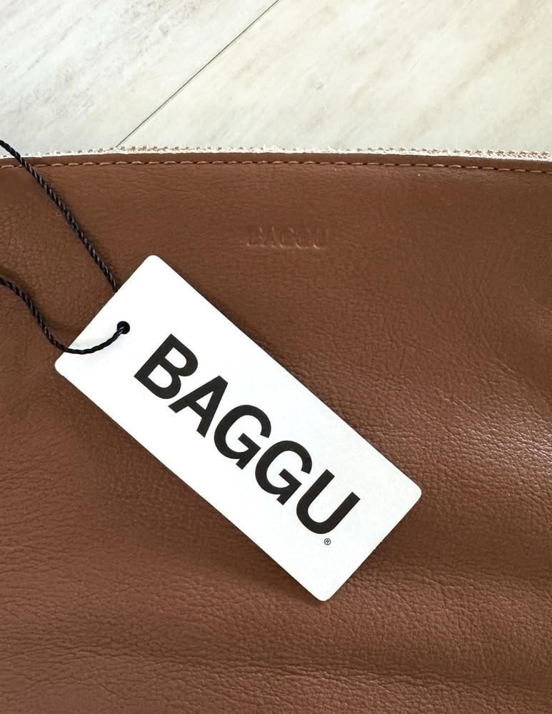 NWT Baggu Leather Zippered 'U' Pouch, OS