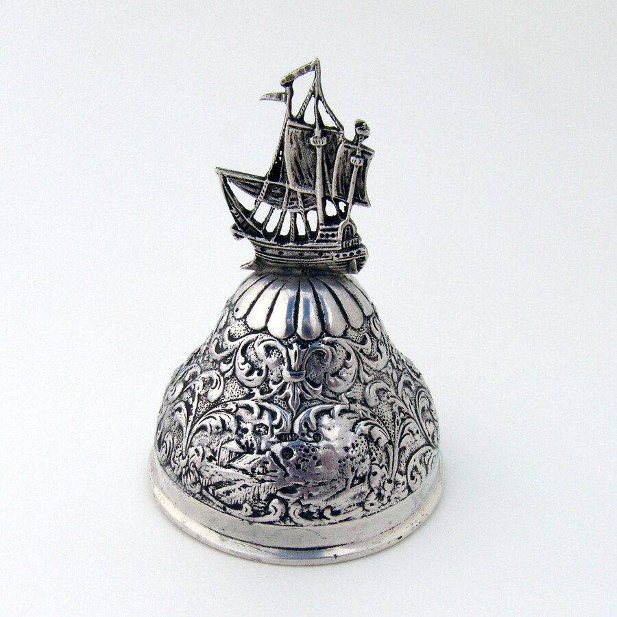 Dutch Dinner Bell Galleon Ship Handle 833 Standard Silver 1966