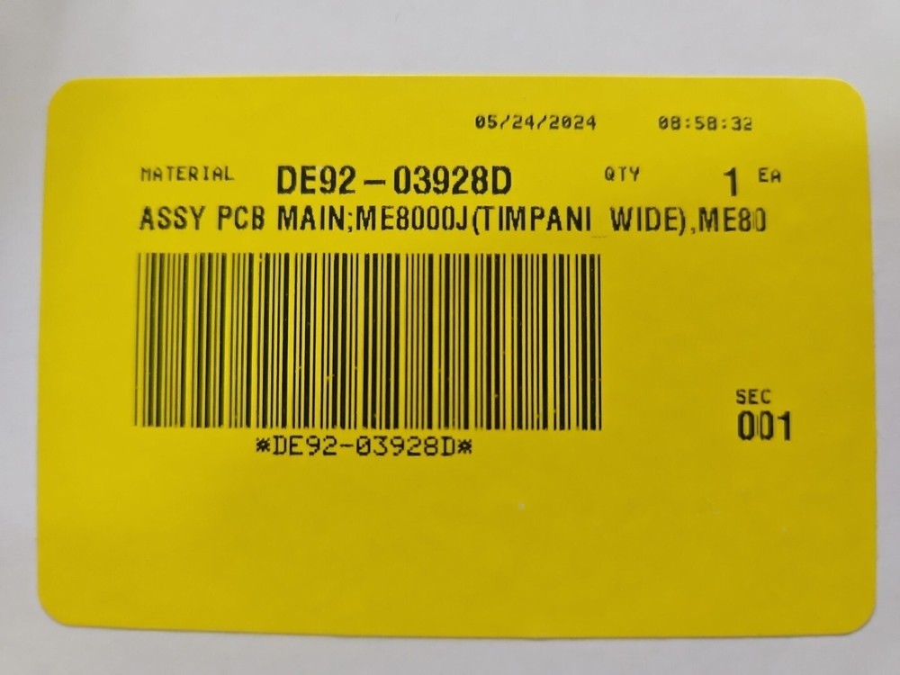 OEM Samsung Microwave Main PCB Assembly DE92-03928D