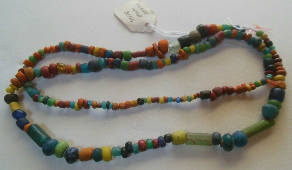 Long African TRADE WIND BEADS Multi-color 26"