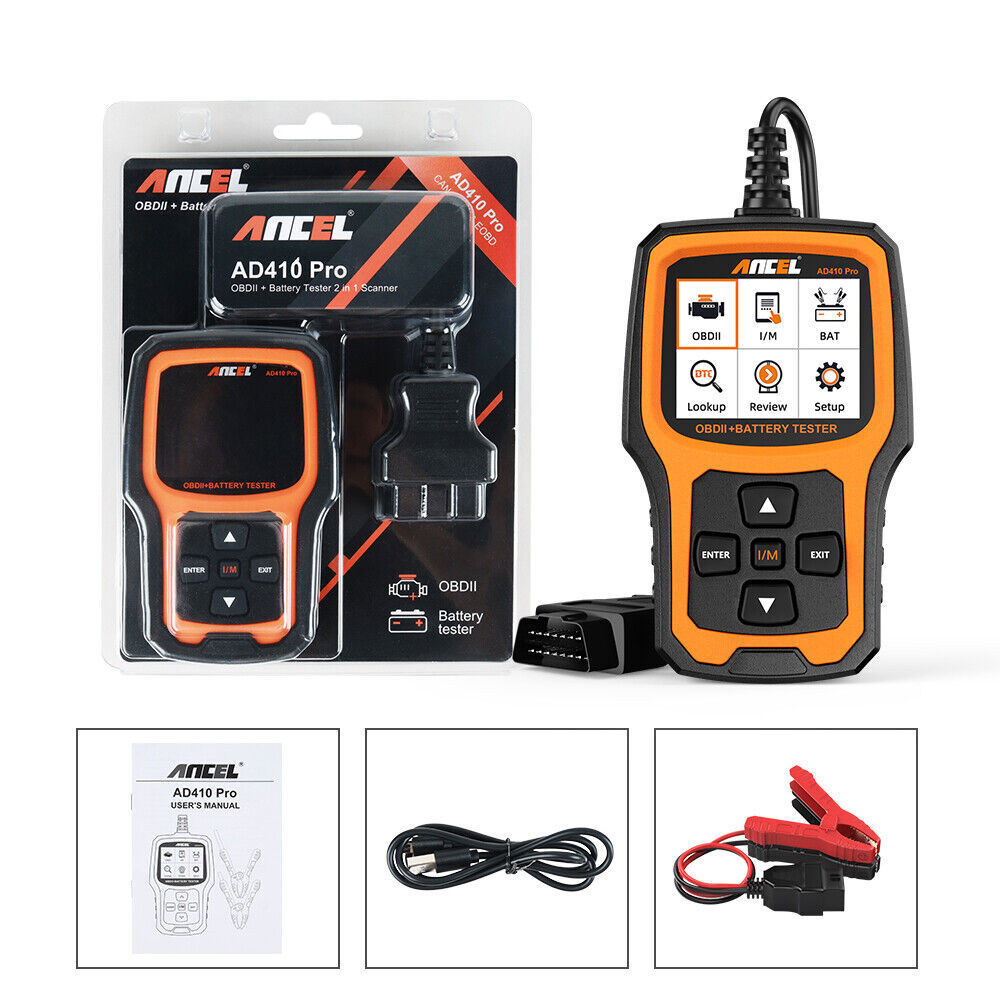 ANCEL AD410 PRO Car OBD2 Scanner Diagnostic Code Reader 12V Battery Load