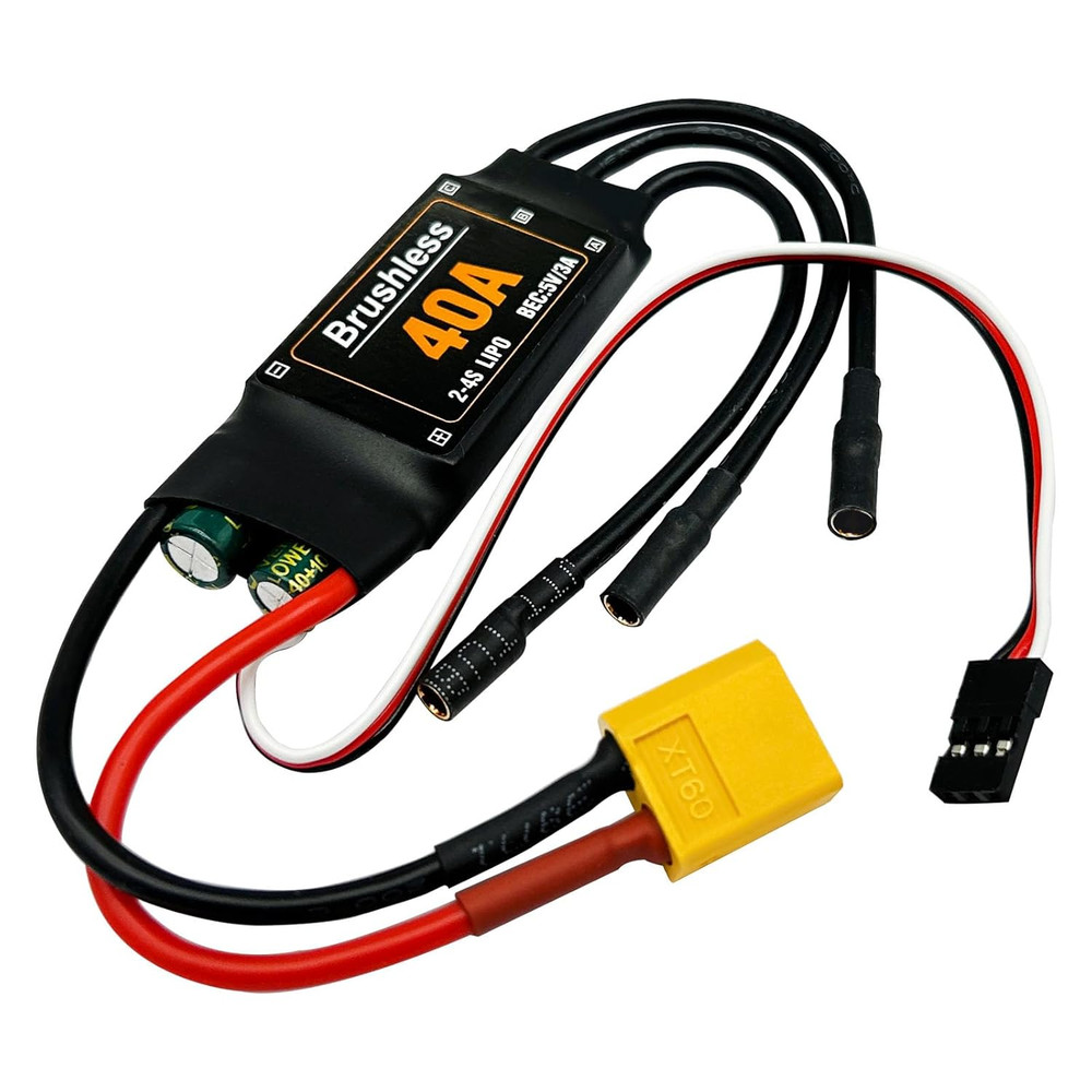 40A Brushless ESC 2-4S Speed Controller 5V 3A BEC with XT60 Plug for RC Drone Ai