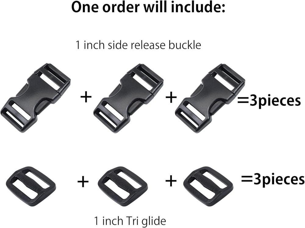 Heavy Duty Side Release Buckles with Plastic Tri Glide Slides