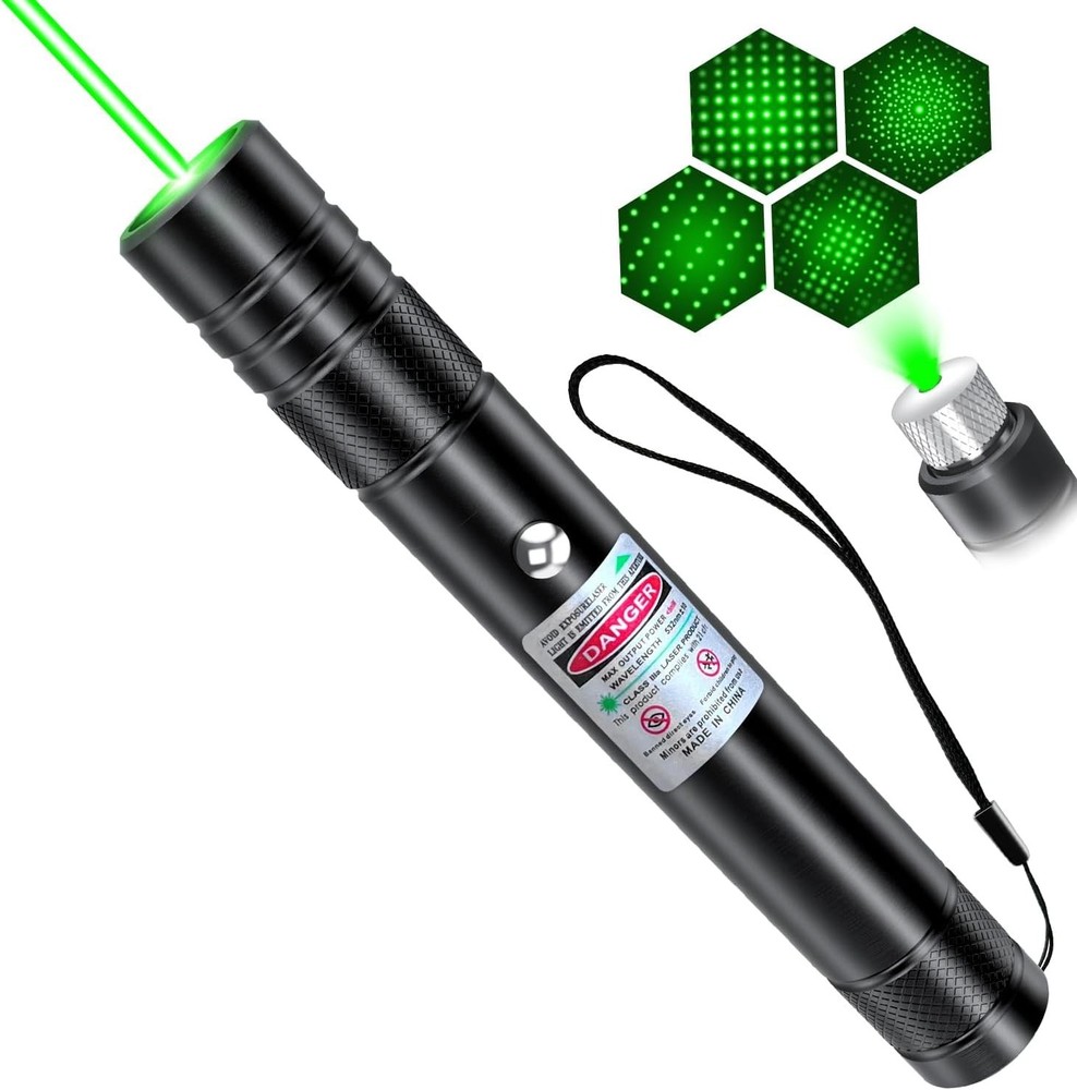 Durable Rechargeable Green Laser Pointer - Long Distance & Starlight Patterns