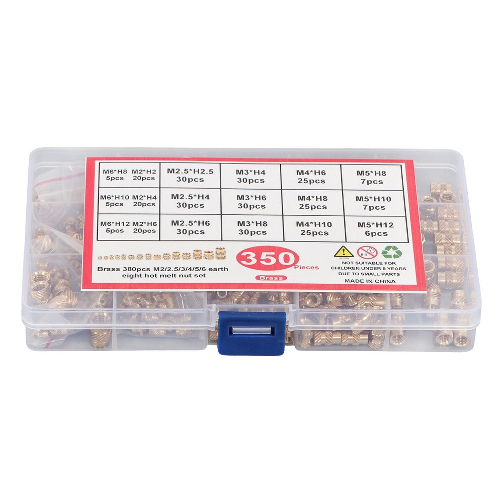 M2 M2.5 M3 - M5 M6 Threaded Inserts, 350Pcs Female Thread Knurled Nuts Kit