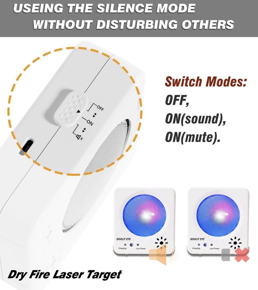 NEW BOOLIT EYE Laser Training Target, Dry Fire Target Safely White