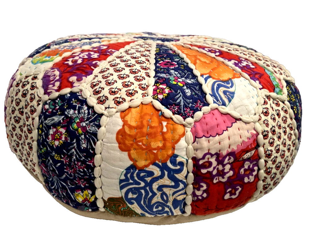 Patchwork Pouffe (Footstool), Approx. 60" Circumferance, Multicolored