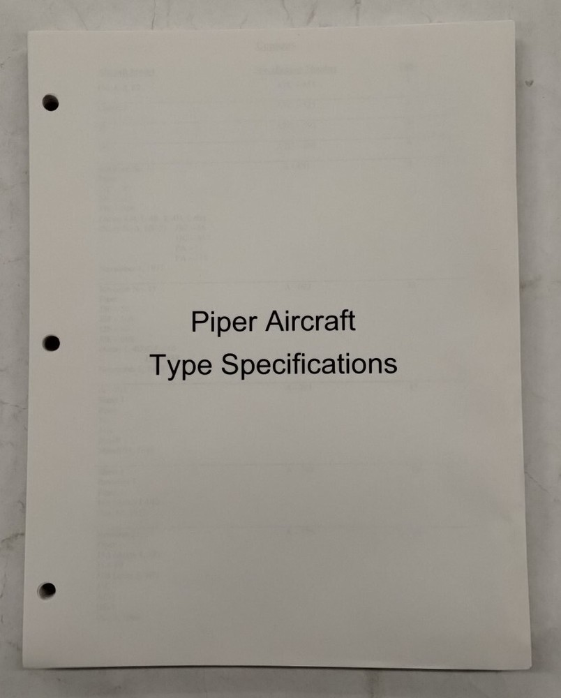 Piper Aircraft Type Specifications Manual-Copy