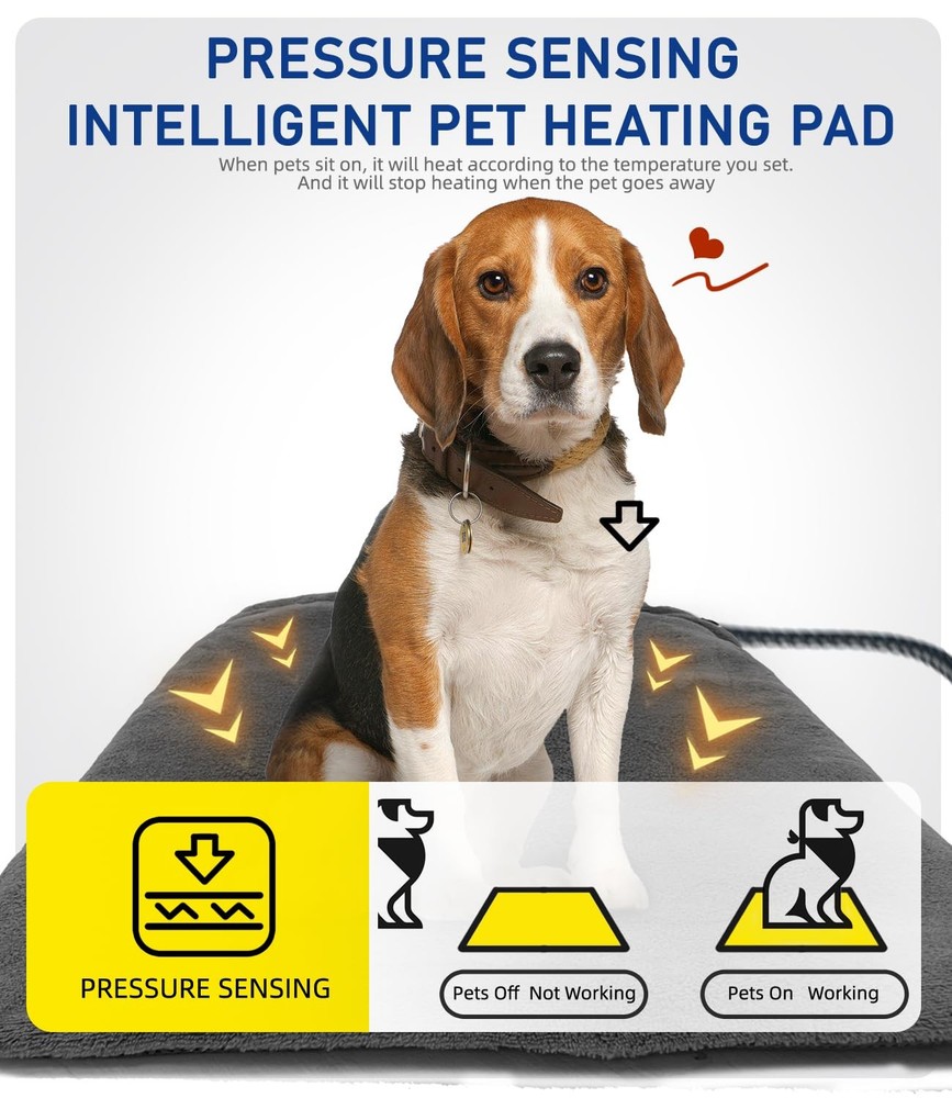 Pressure Activated Pet Heating Pad 18 x 22,Gravity Sensing,Automatic or Manua...