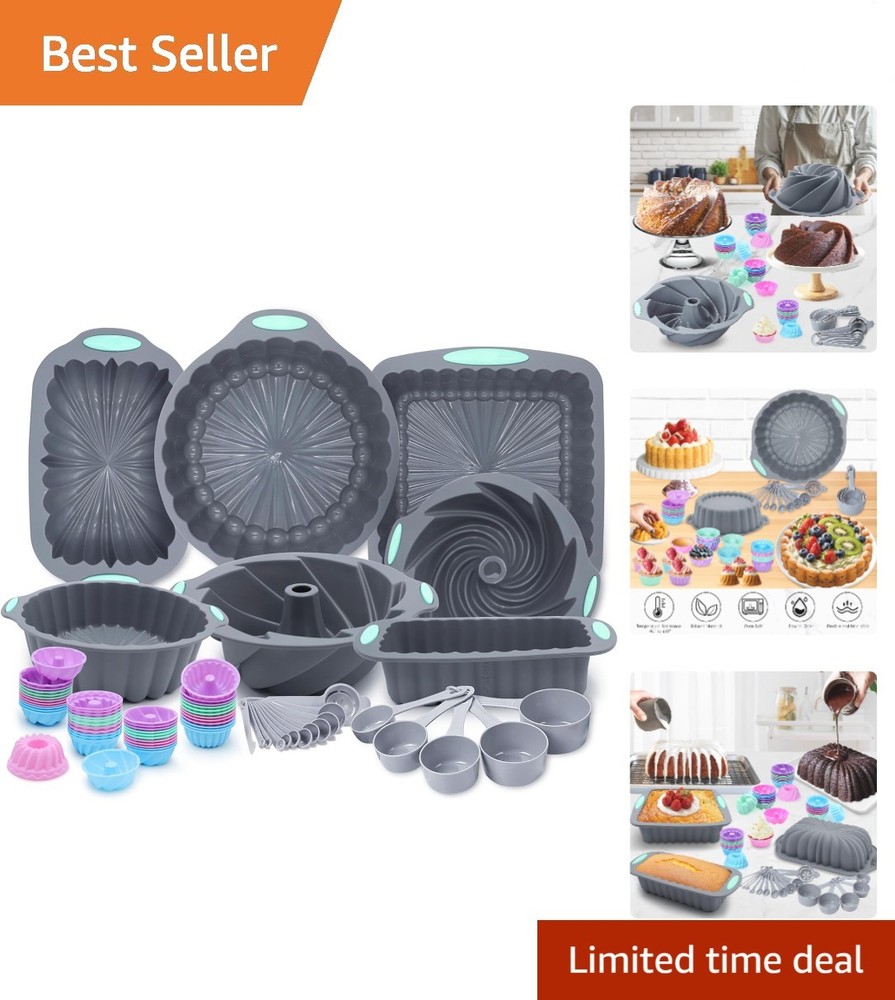 72-Piece Dishwasher Safe Silicone Bakeware Set - Flexible & Space-Saving