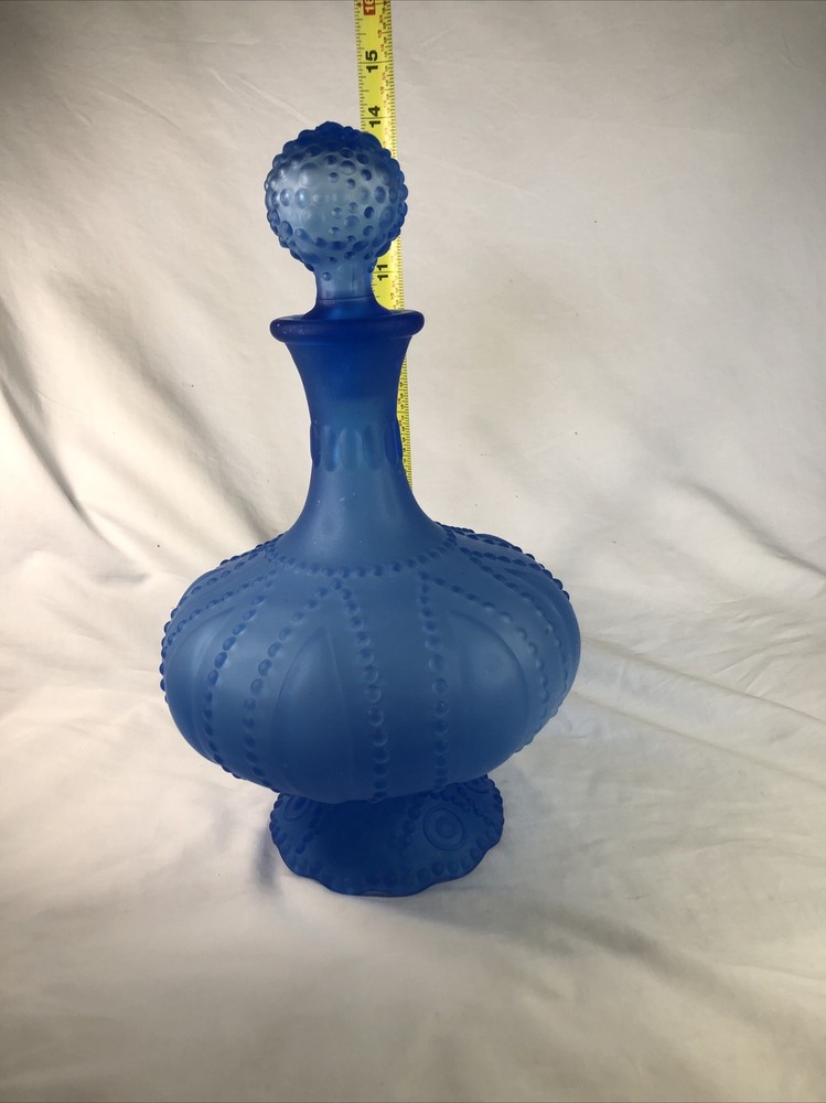 Large Blue Decanter 14" Tall