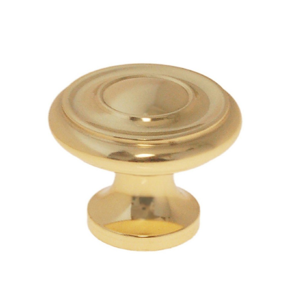 Polished Brass Cast Brass knob - 1 1/4" Solid Brass - Cabinet Knob